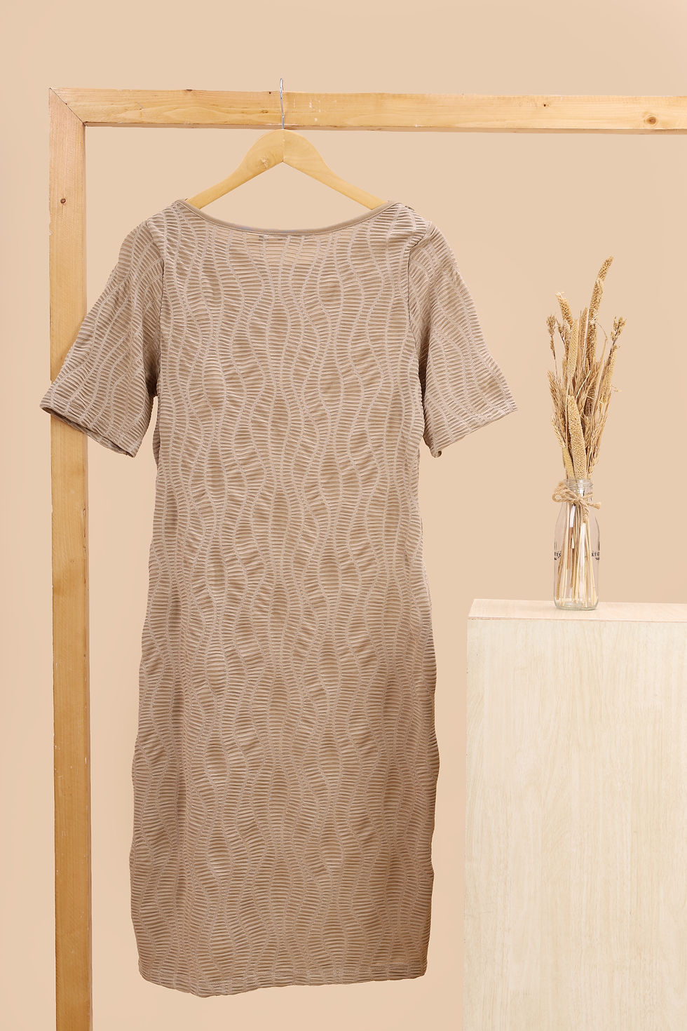Thumbnail: WARDROBE Beige Textured Midi Dress – Women’s Smart Casual Dress | XL