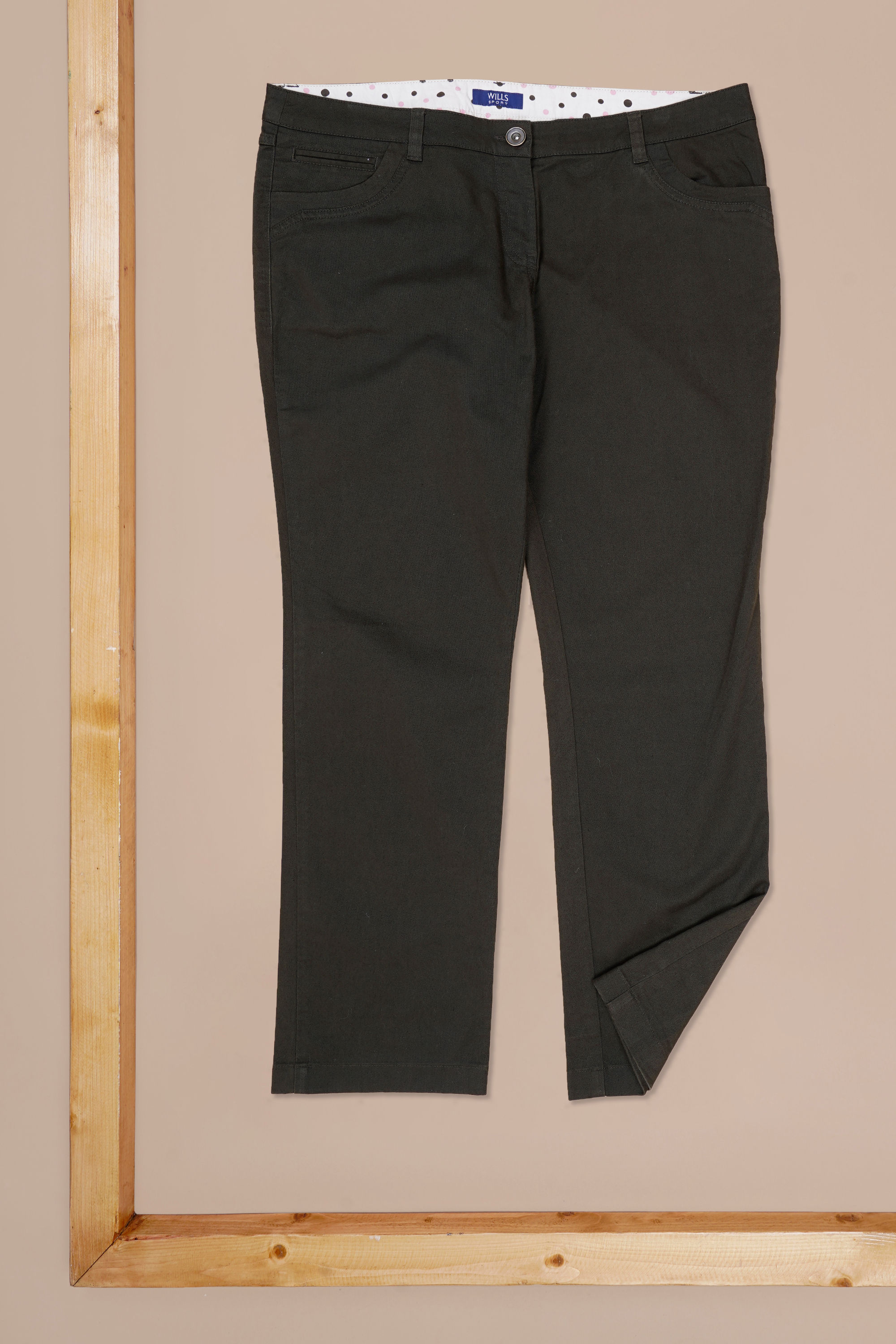 WILLS SPORT Dark Dill Solid Straight Pants(36")