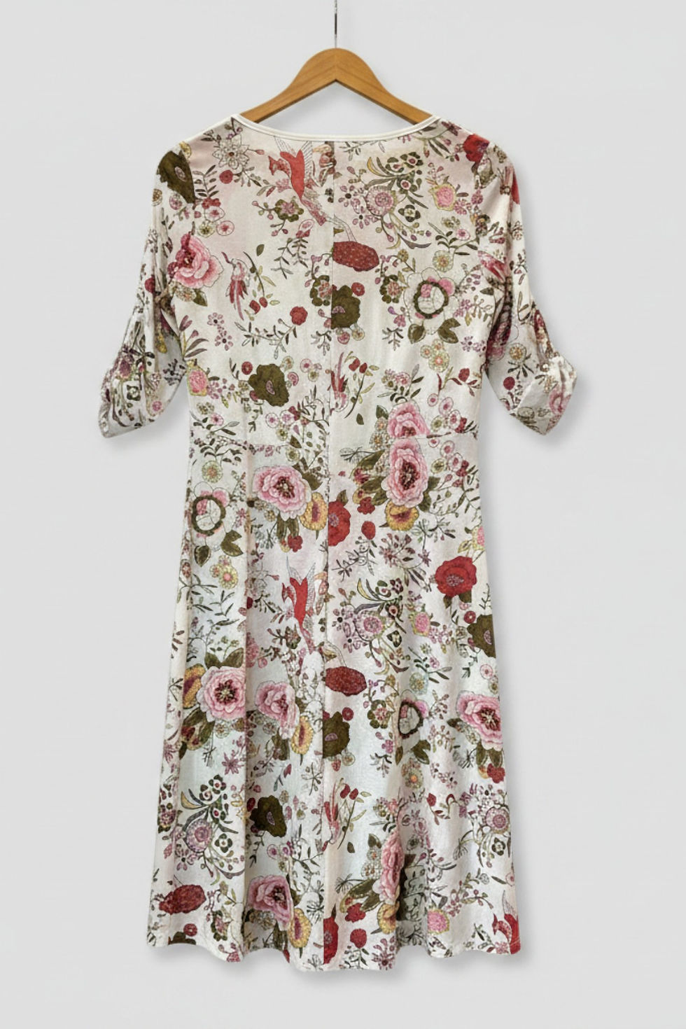 Thumbnail: FRATINI WOMAN Ivory Floral Botanical Midi Dress – Women’s Casual Dress | L