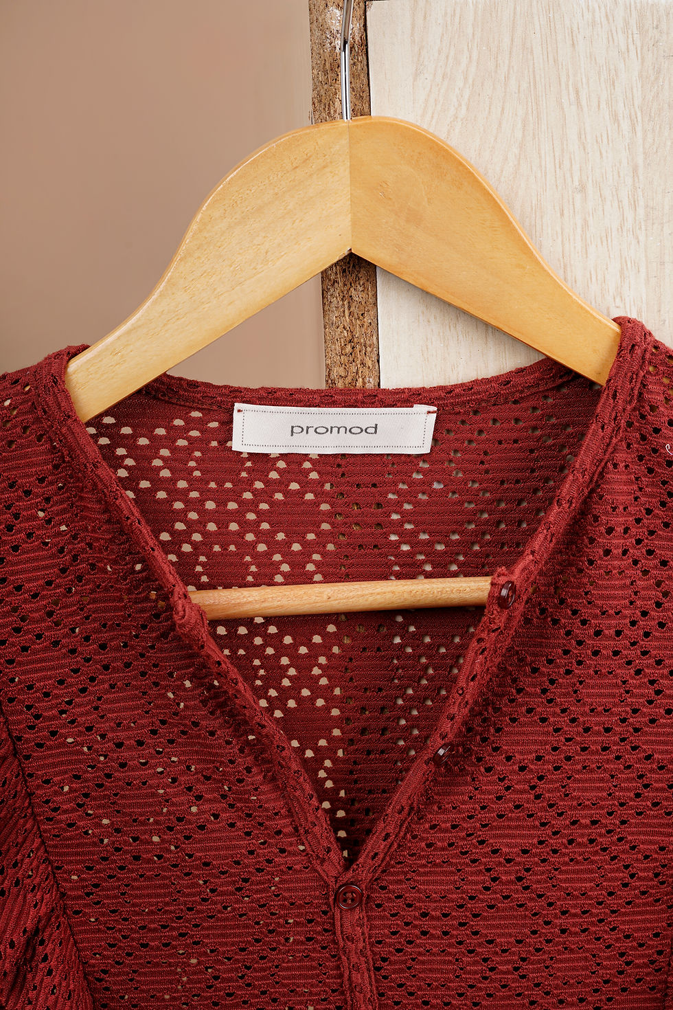 Thumbnail: PROMOD Brick Red Blouse with Frill Detail(XS)