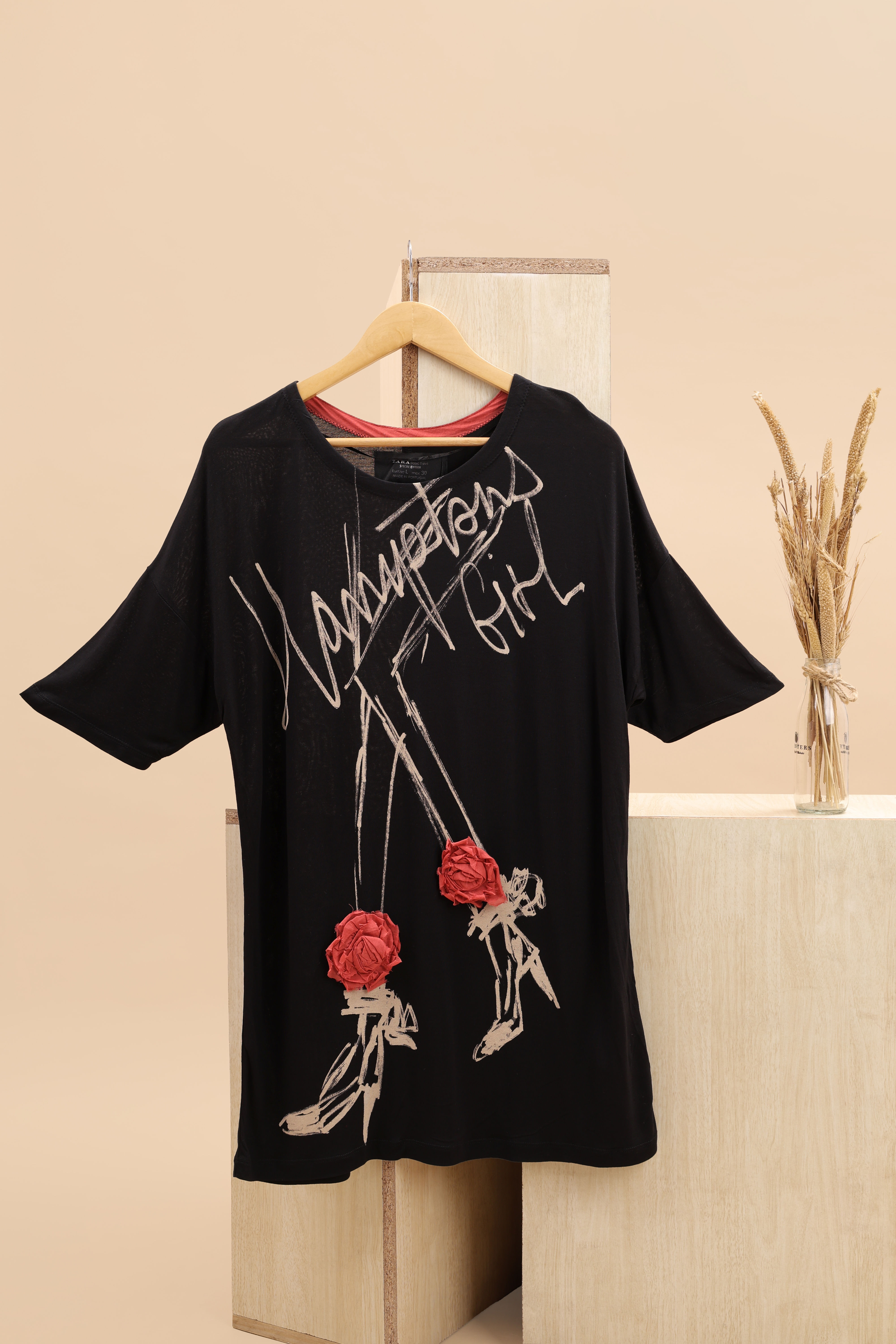 ZARA Black & Multi Printed T-Shirt