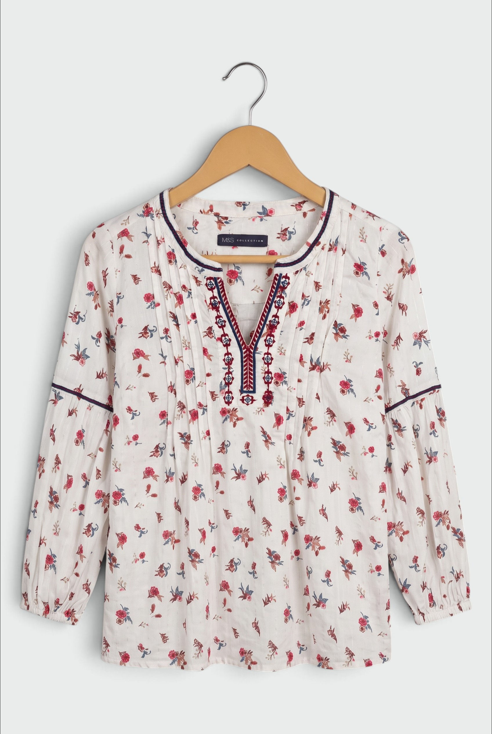 M&S White Floral Print Tunic Top – Women’s Casual Top | M