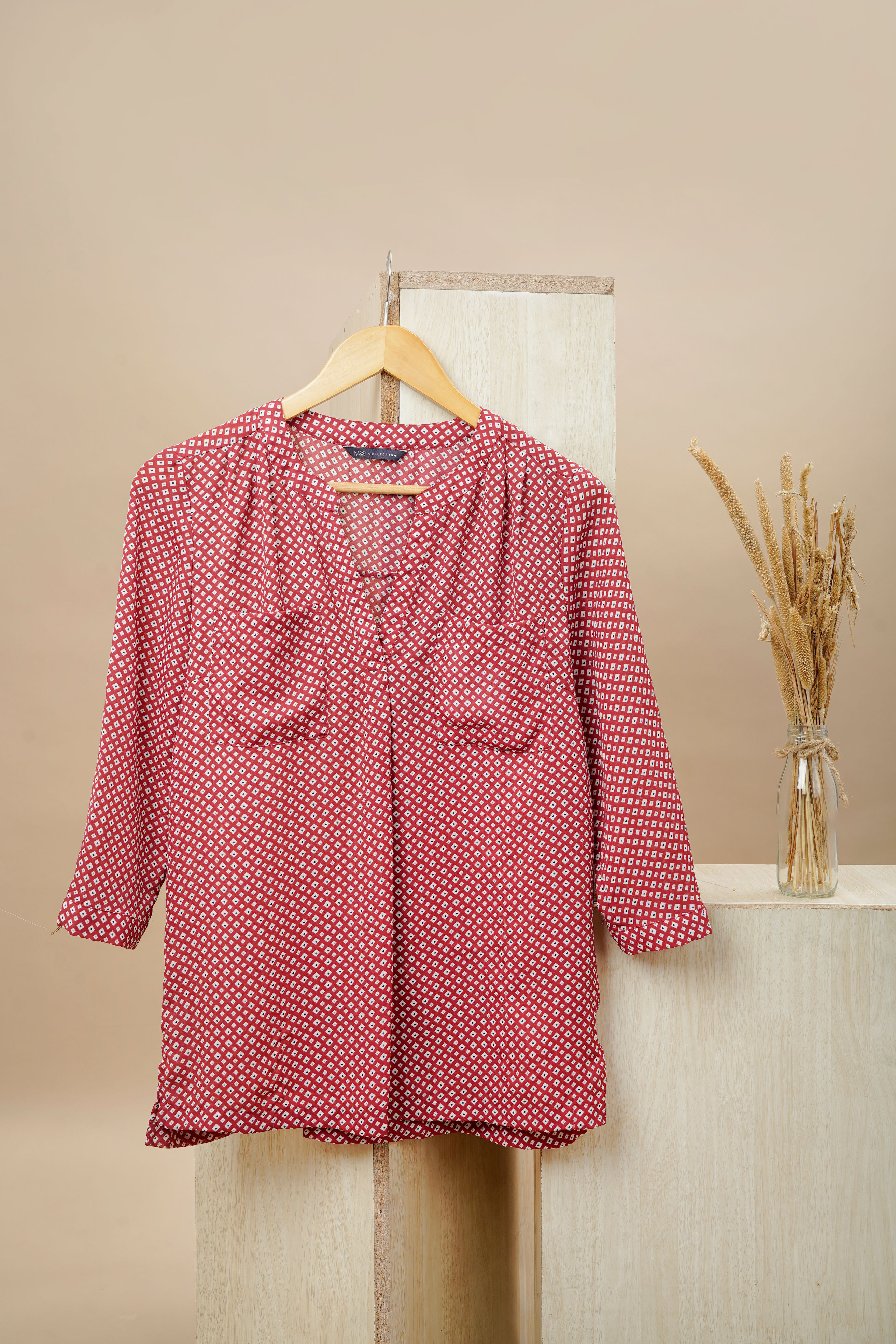 M&S Geometric Printed Blouse – Women’s Smart Casual Top | M