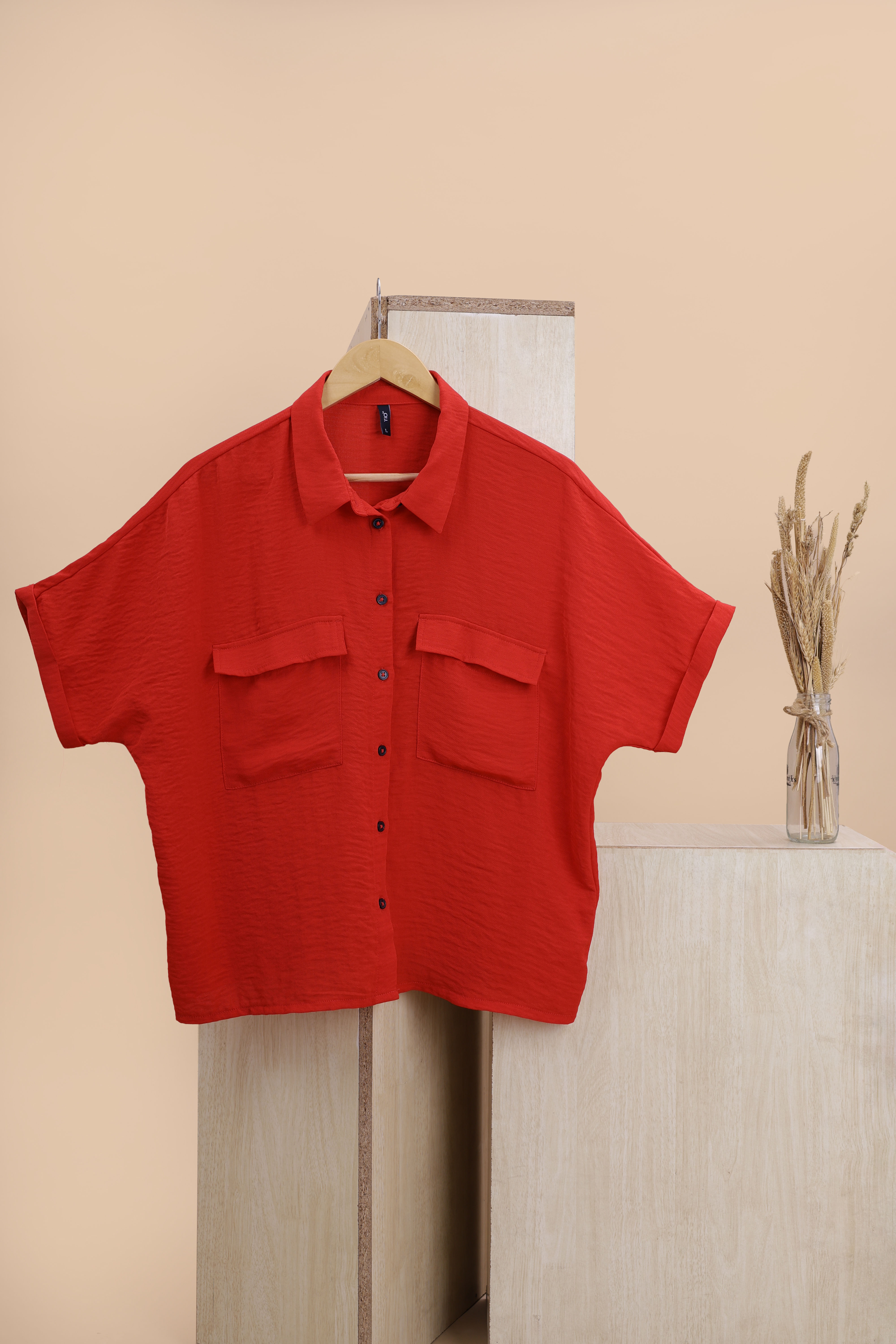 RIO Red Solid Blouse(XXXL)