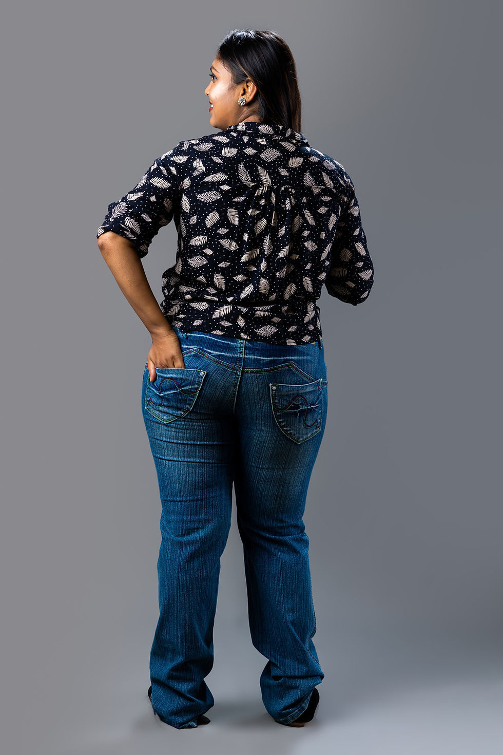 Thumbnail: AJIO Fern Print Dark Blue Shirt (L)