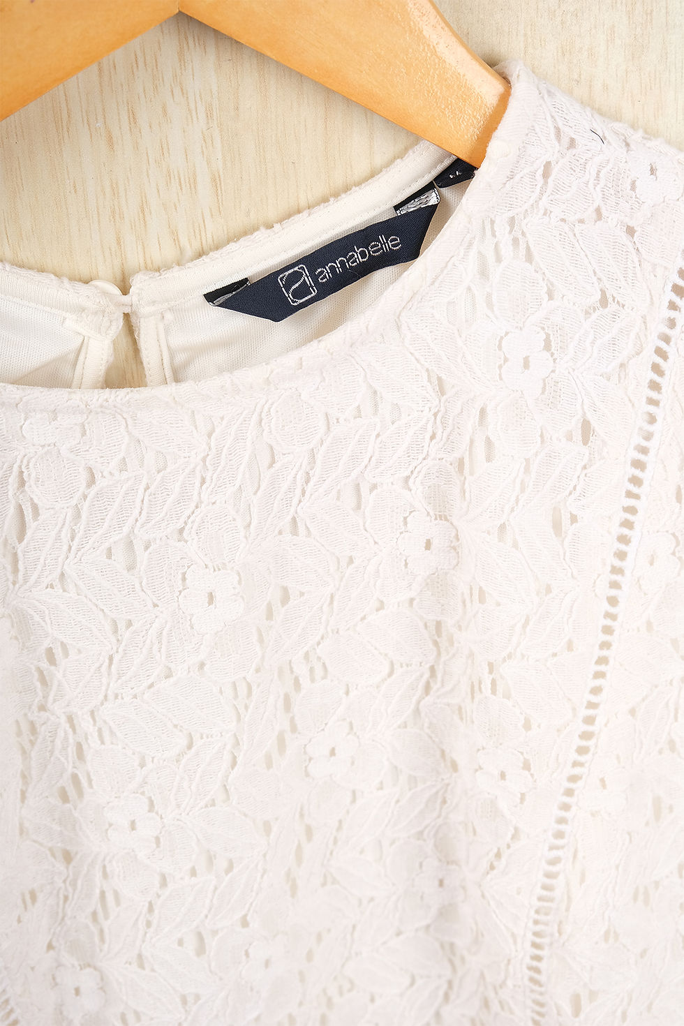 Thumbnail: ANNABELLE Off White Laced Peplum Top(XS)