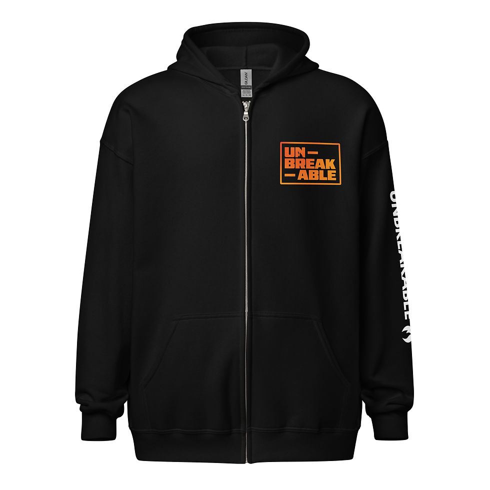 Unbreakable zip up hoodie black front