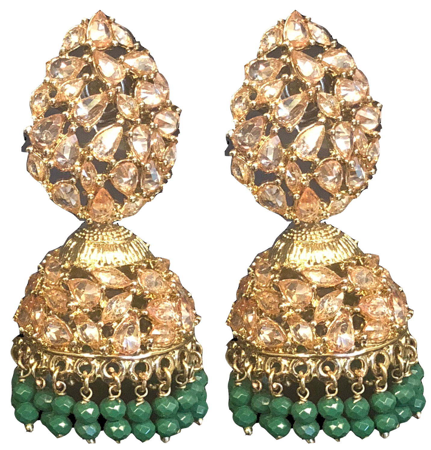 Tear Drop Jhumki - Green