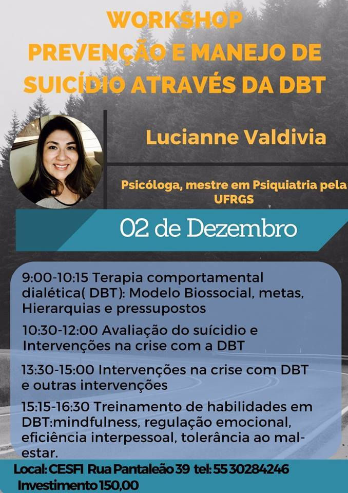 Gentilmente em parceria com o Cesfi Santa Maria, oferece o workshop ministrado por Lucianne Valdívia