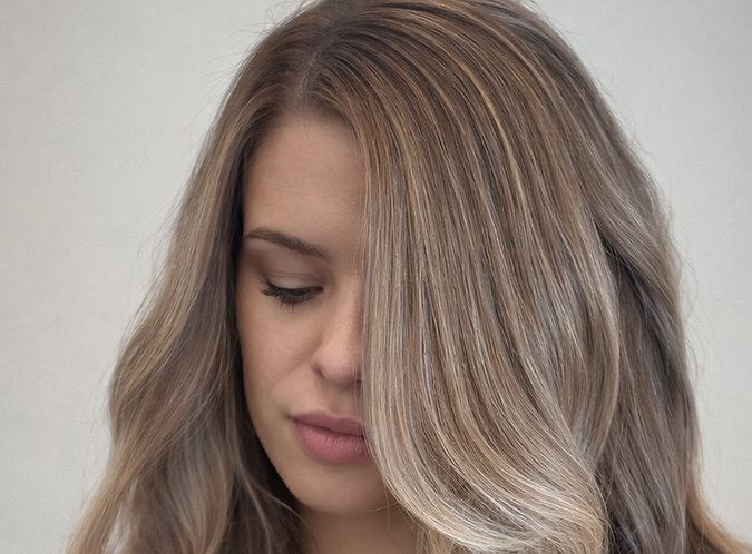 Lived in blonde hair colour by Edmonton stylist specializing in soft blended blondes