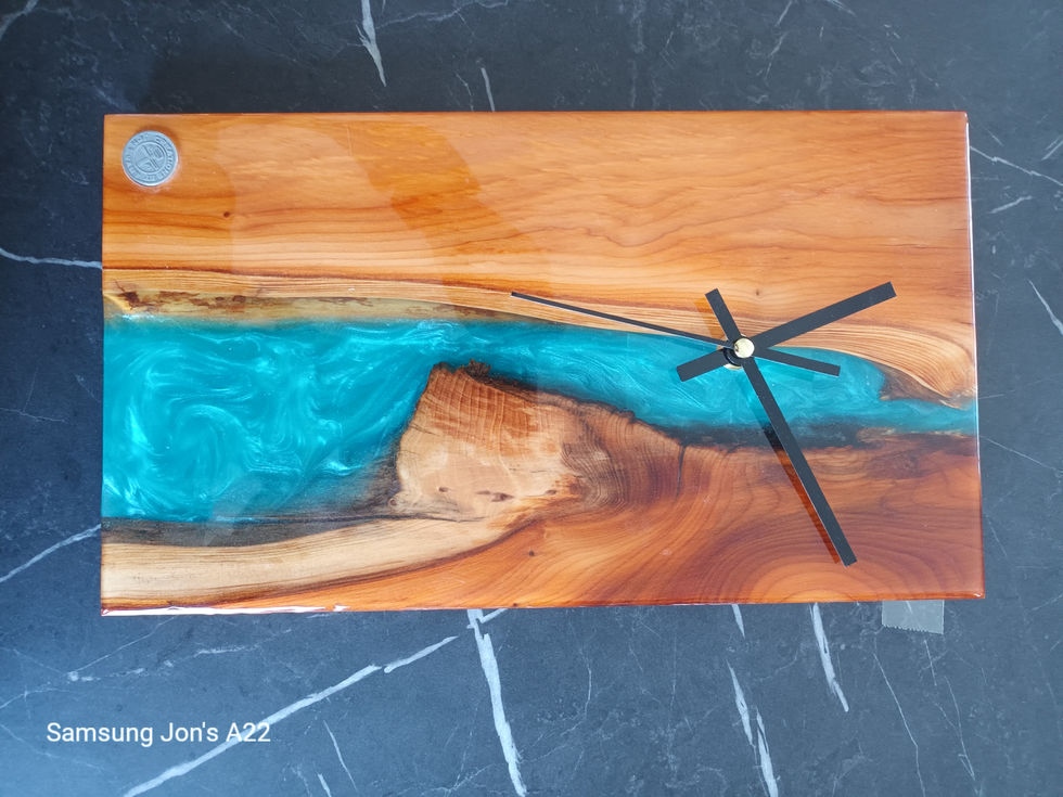 yew wood and blue resin