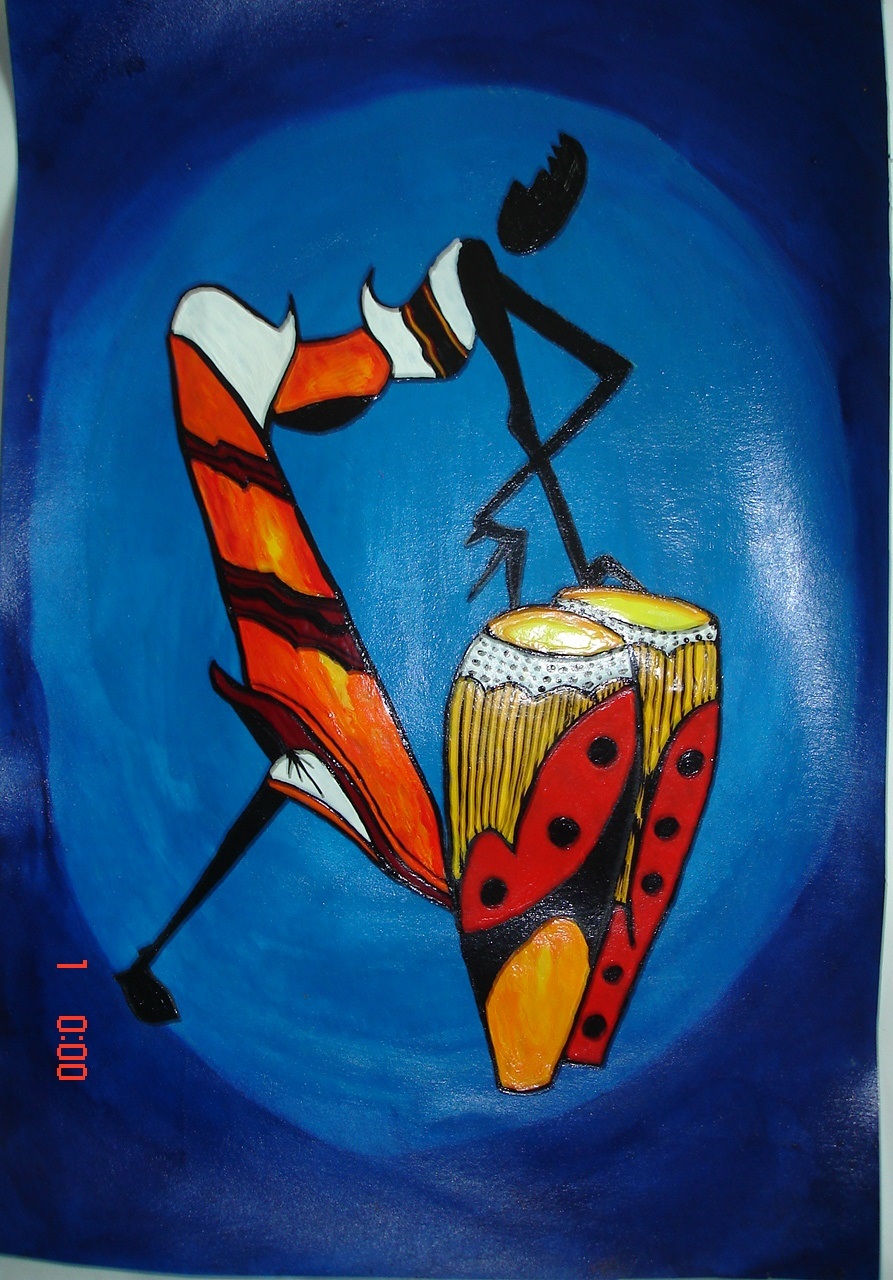 African drummer - acrylic on canvas