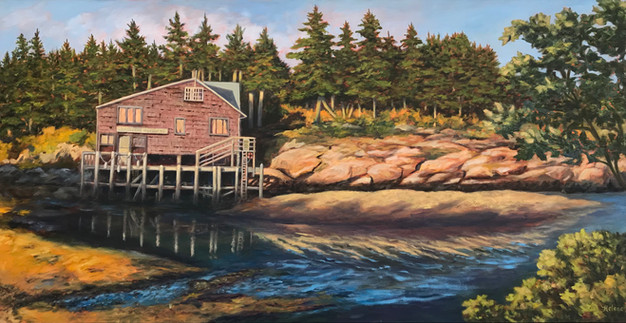Setting sun on Wonsqueak Harbor, Maine