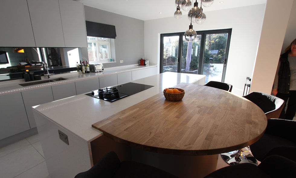Bespoke handleless, painted kitchen, Garrick Close