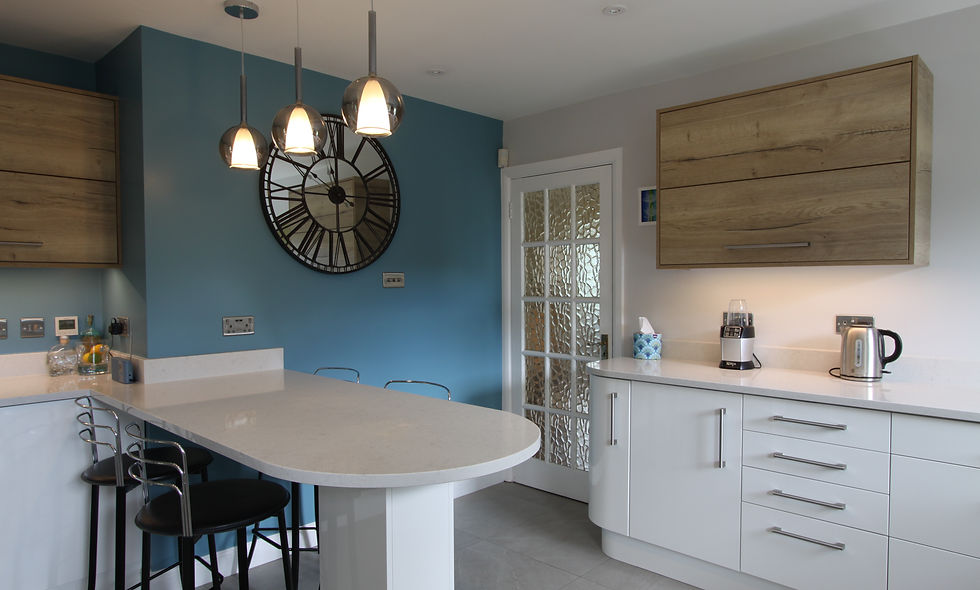 Painted gloss and wood effect kitchen, Parkside Close