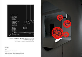 Marcus Tremonto light sculpture featuring illuminated geometric forms and sculptural lighting, Exhibition Zurich, Between Lines 2009