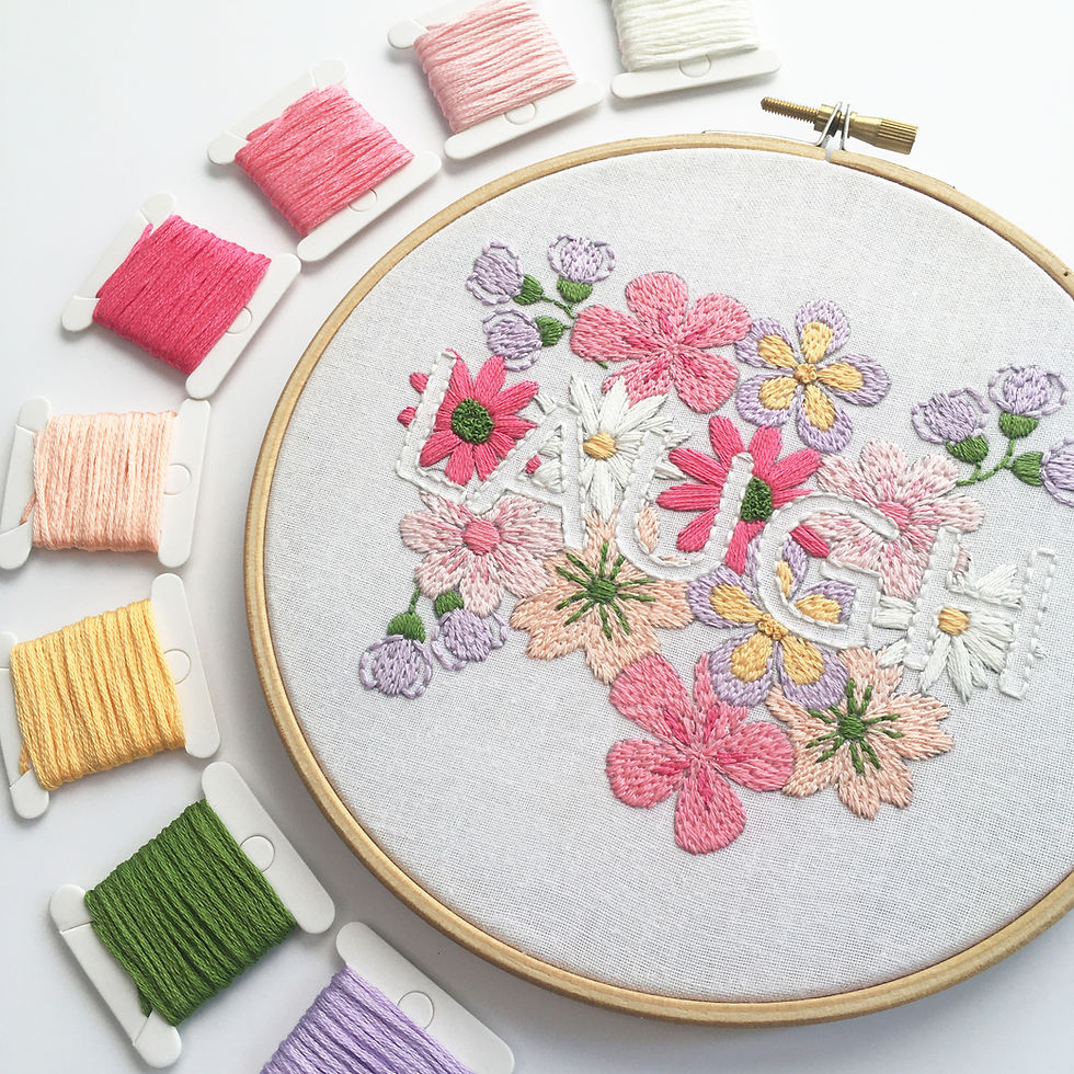 Thumbnail: Floral Embroidery Kit - Laugh