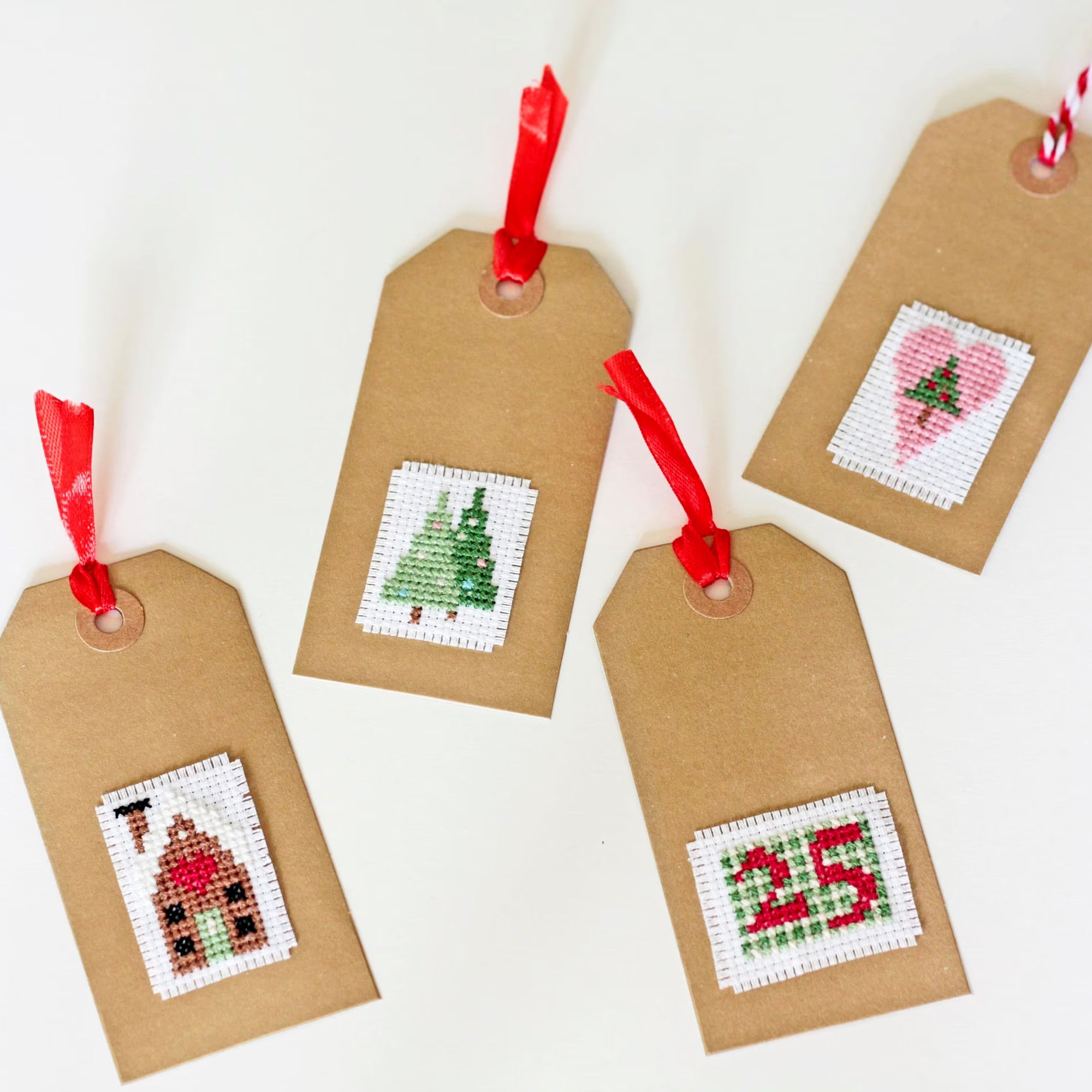 Cross Stitch Folk Art Christmas Gift Tag Kit - Make Your Own  Christmas Tags