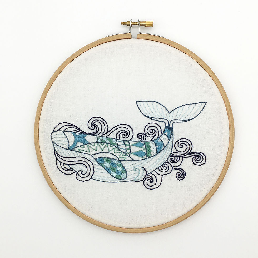 Thumbnail: Whale Embroidery Fabric