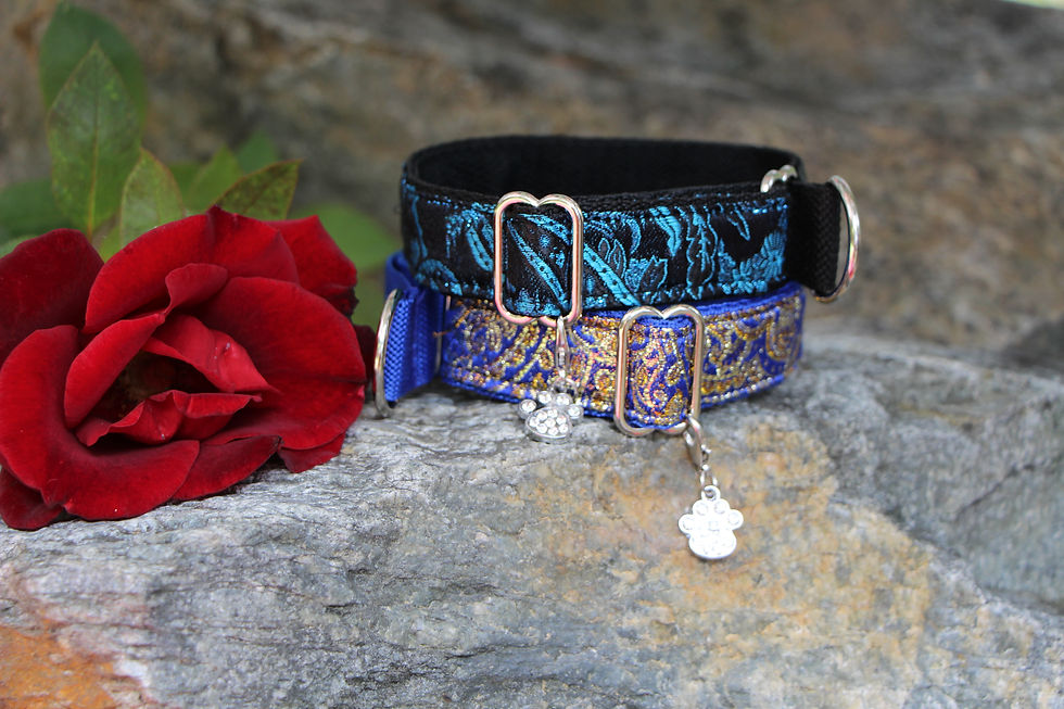 Thumbnail: Small blue brocade collar