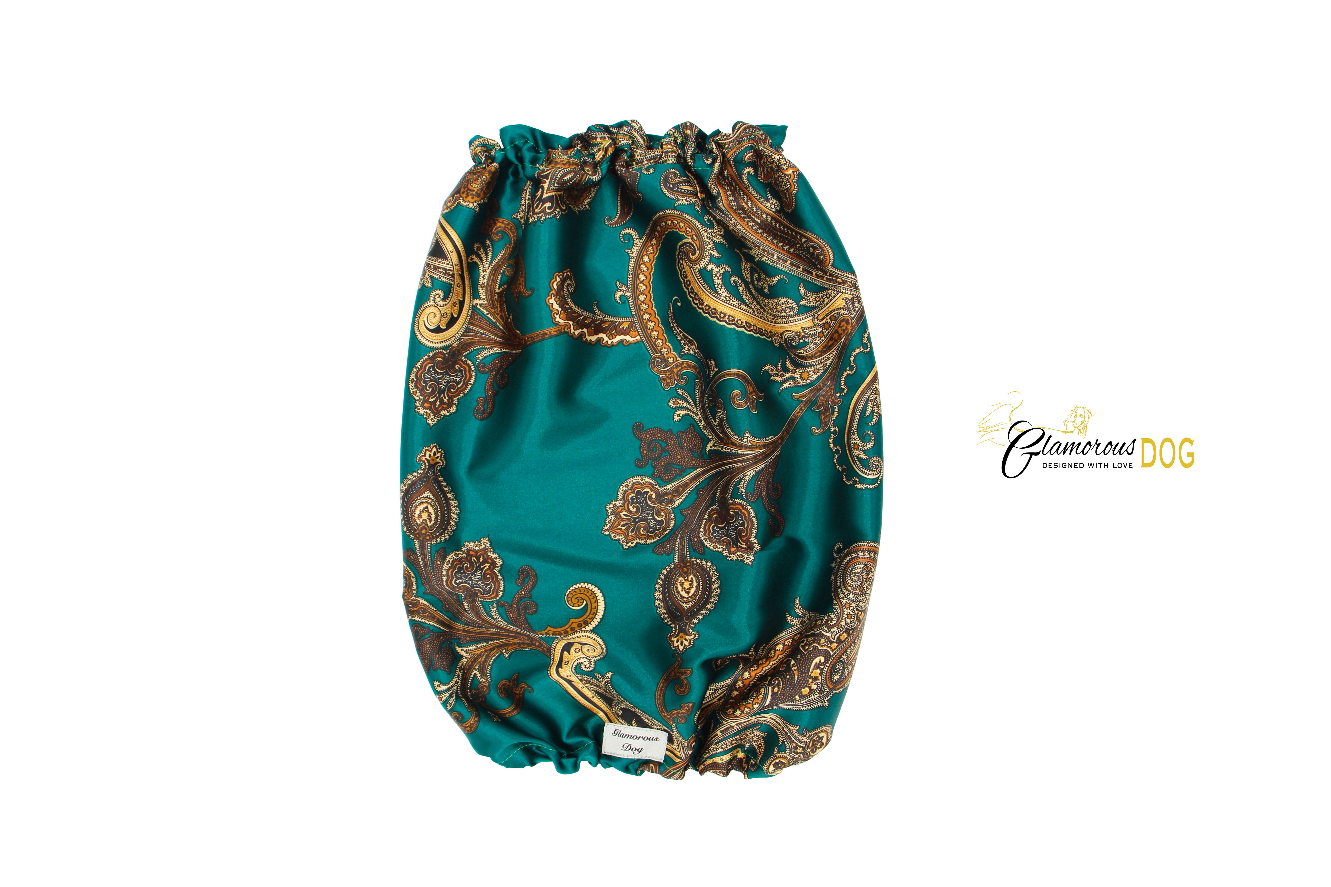 Airy green & gold silky snood