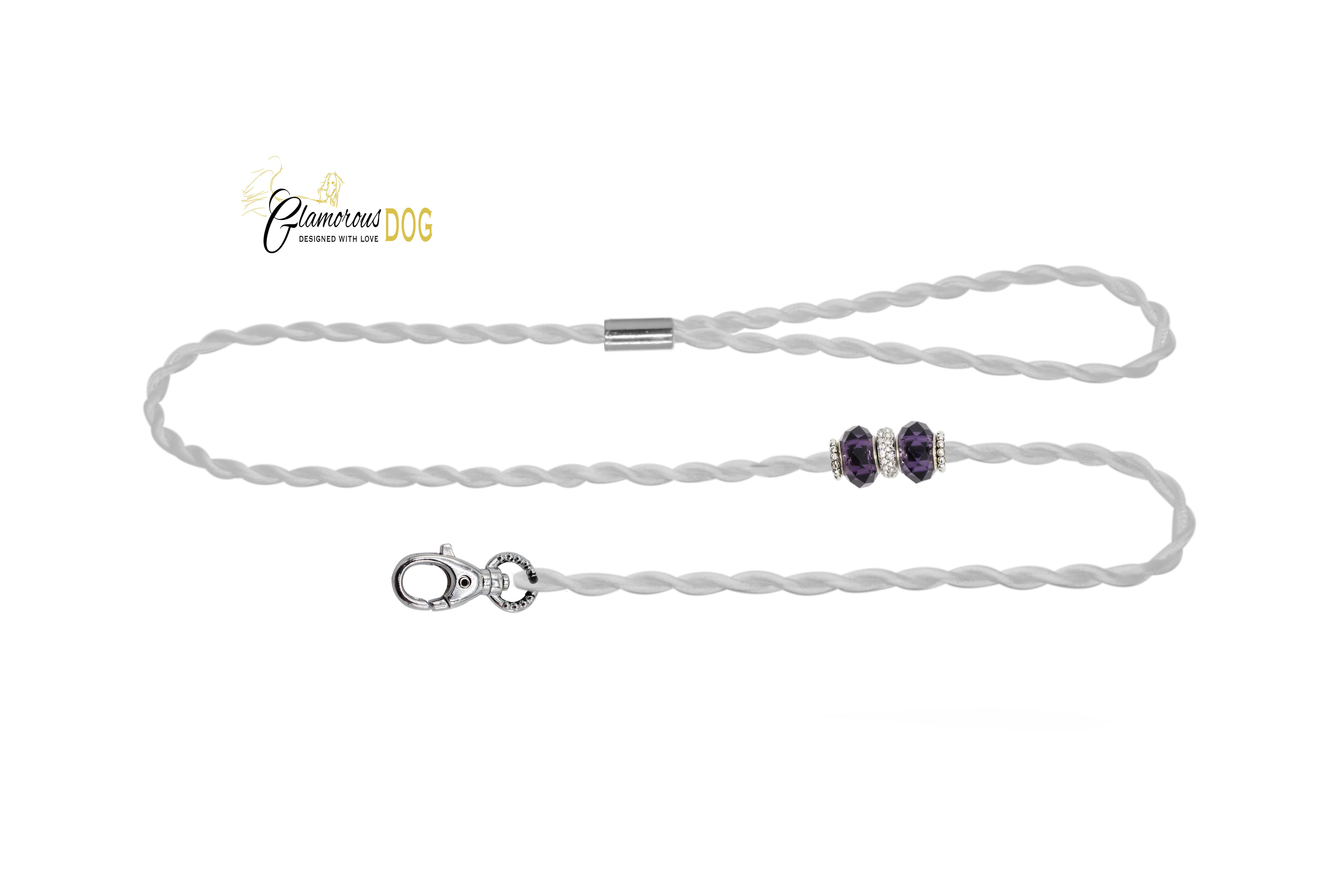 Dog show lead with snap hook - light grey