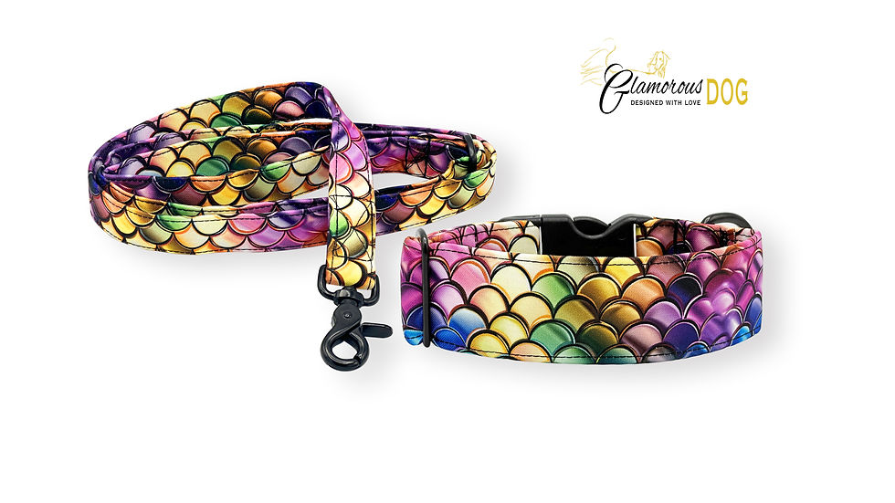 Nastavitelný voděodolný obojek s barevným vzorem šupin