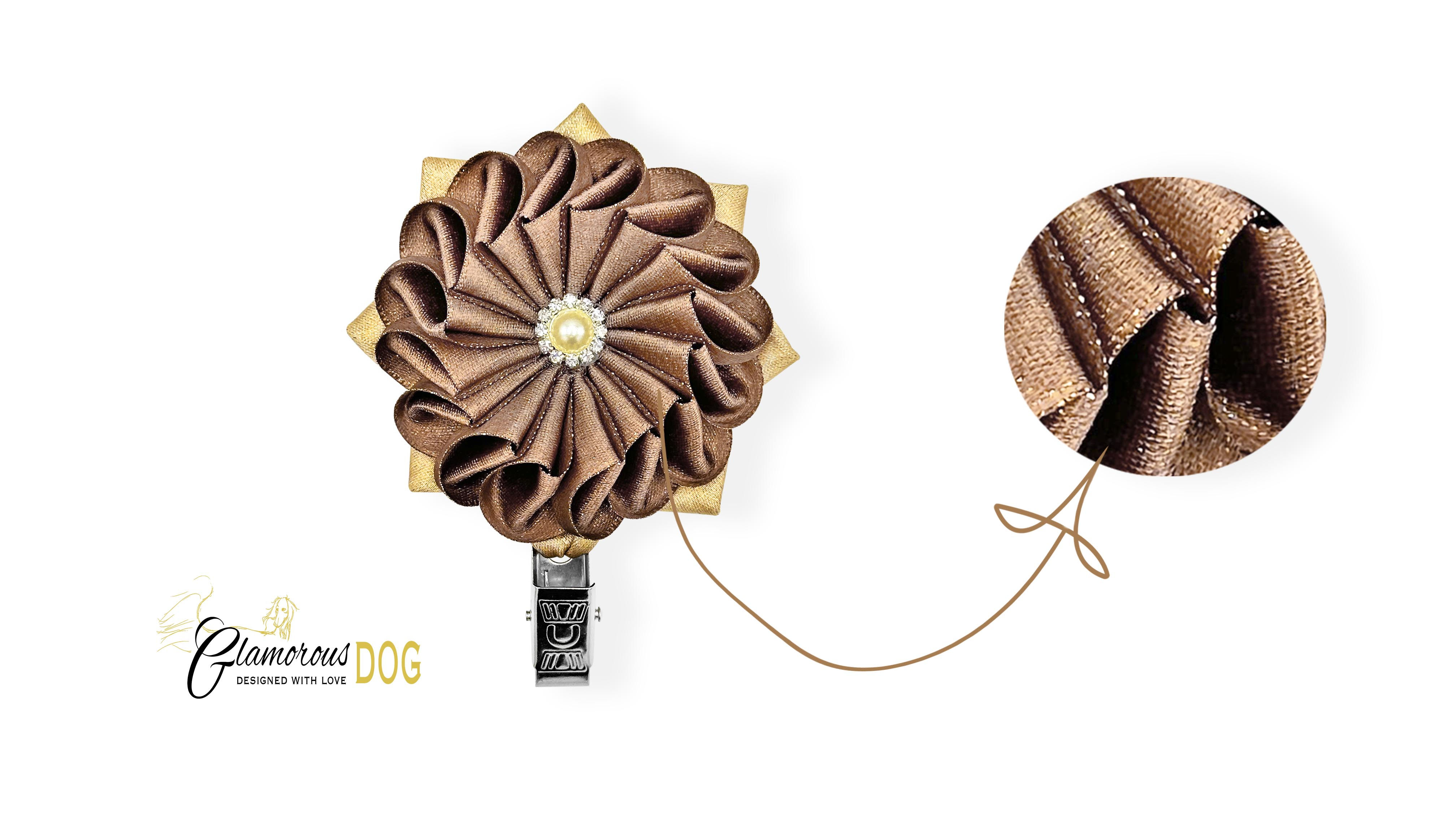 Rosette show clip - cappuccino with gold sparkle