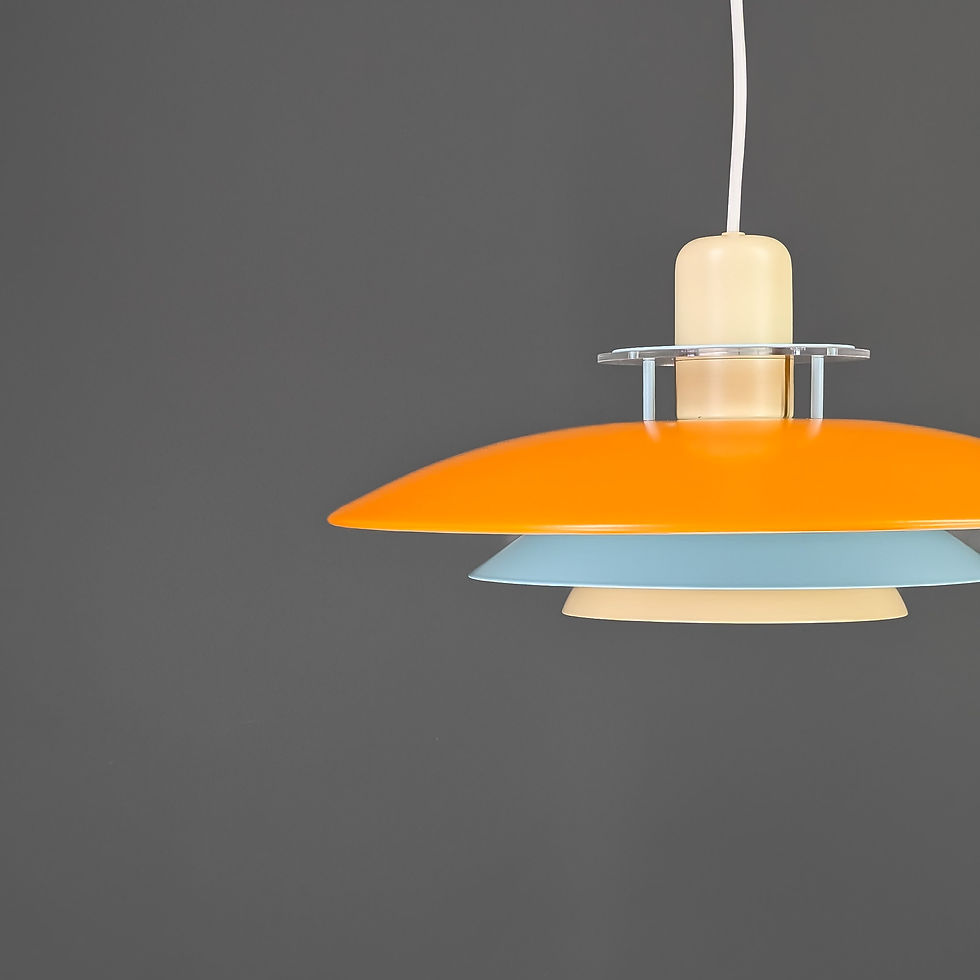 Thumbnail: Deense Hanglamp met Oranje, Gele en Blauwe Tinten – Uniek Design voor je Interieur