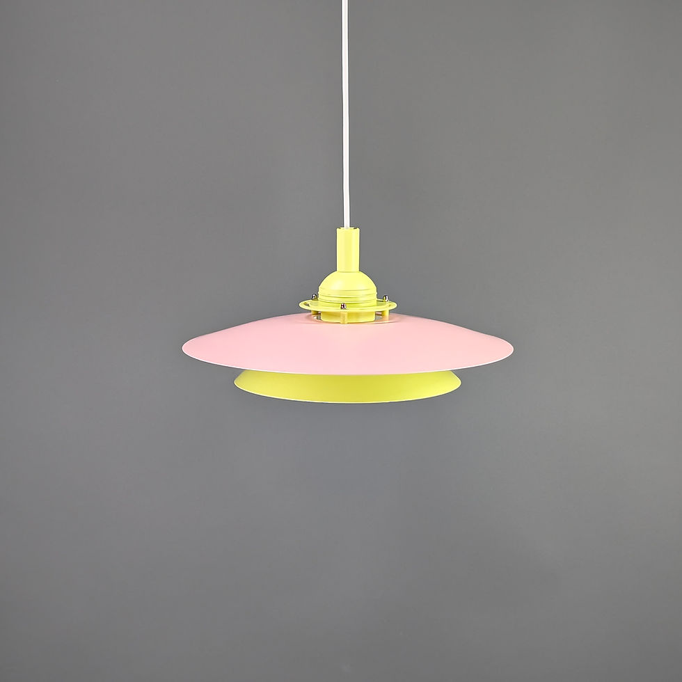 Thumbnail: Scandinavische hanglamp in groen en roze tinten