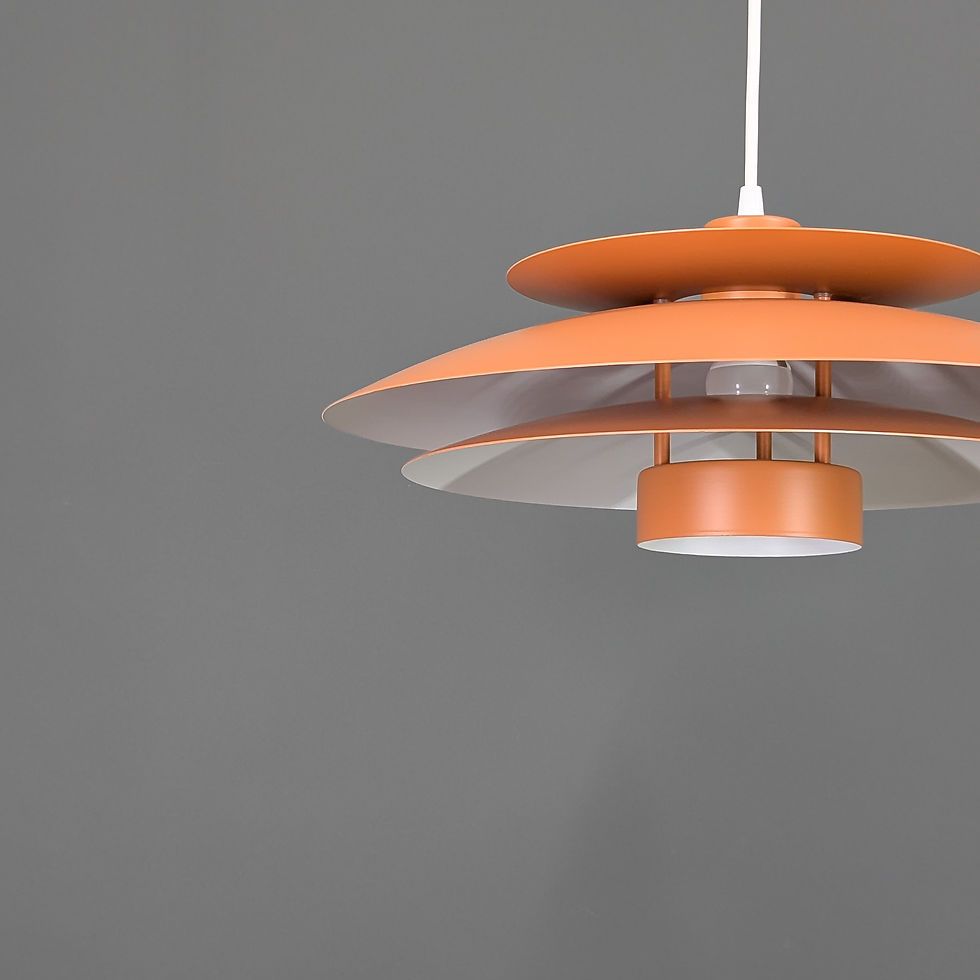 Thumbnail: Vintage Scandinavische hanglamp oranje-bruin – Ø46 cm