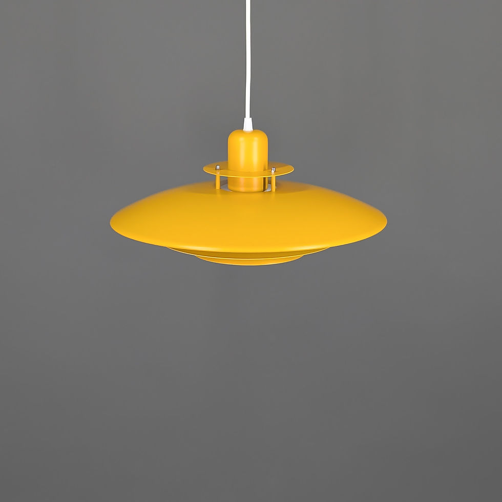 Thumbnail: BELID Scandinavische retro hanglamp in mosterdgeel