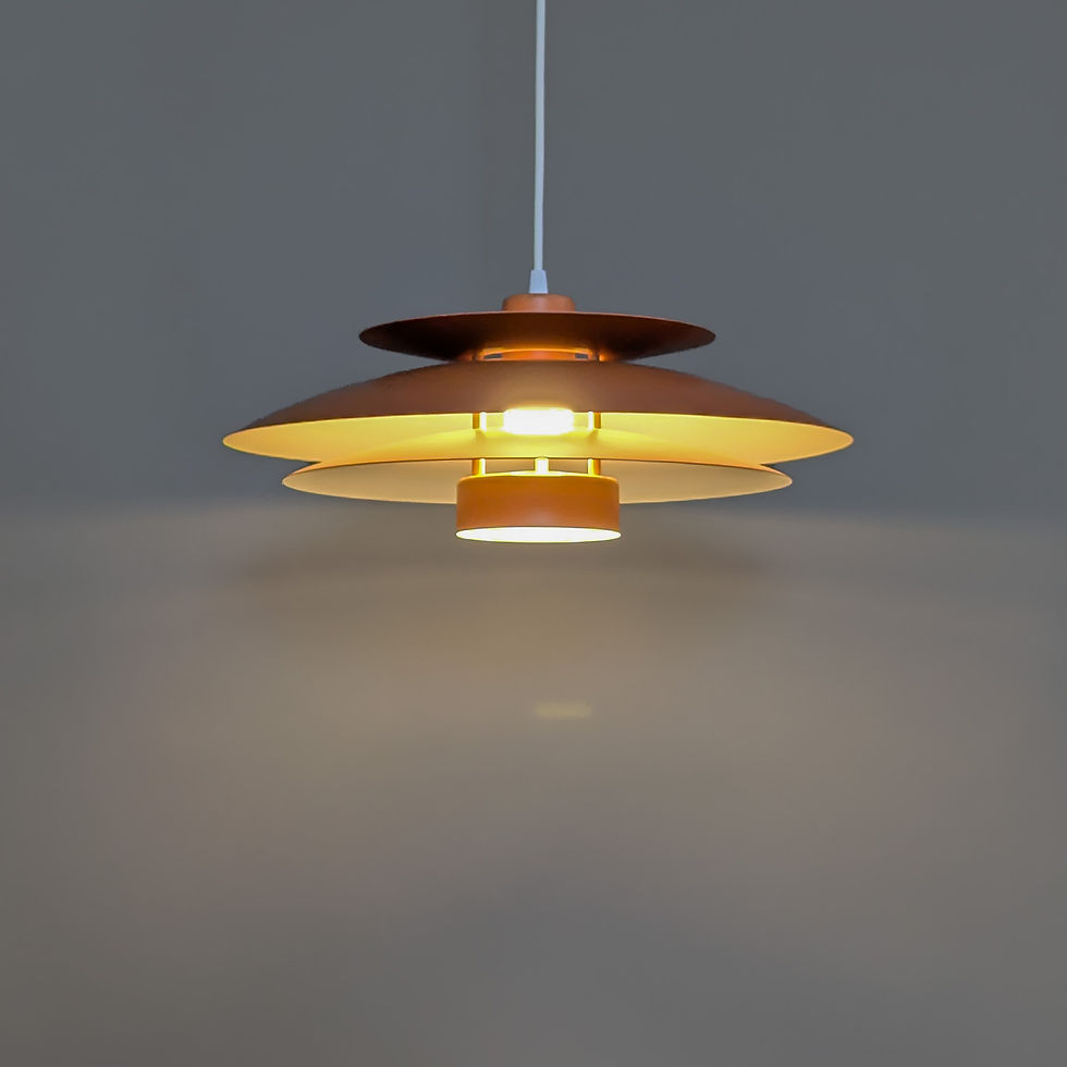 Thumbnail: Vintage Scandinavische hanglamp oranje-bruin – Ø46 cm