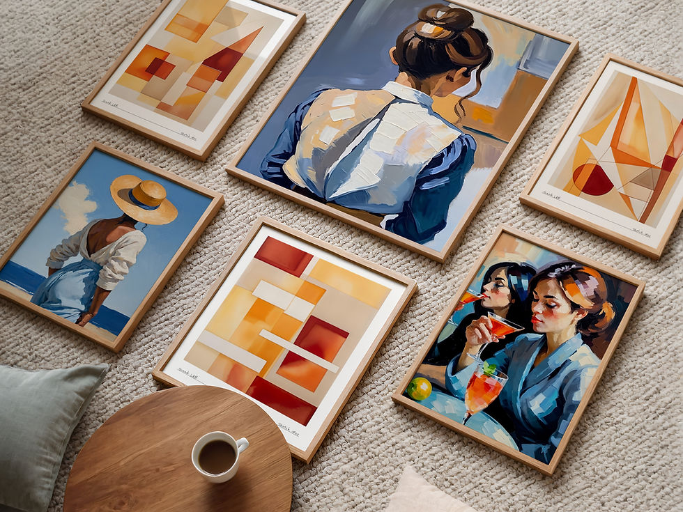 Thumbnail: Having Fun - Poster | Art Work | Print in Gele en Blauwe Kleuren