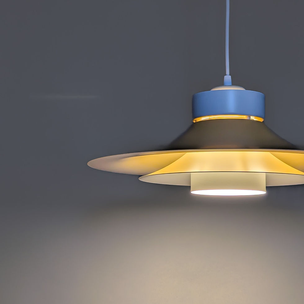 Thumbnail: Scandinavische Horn lamp uit de jaren 80 in gele tinten