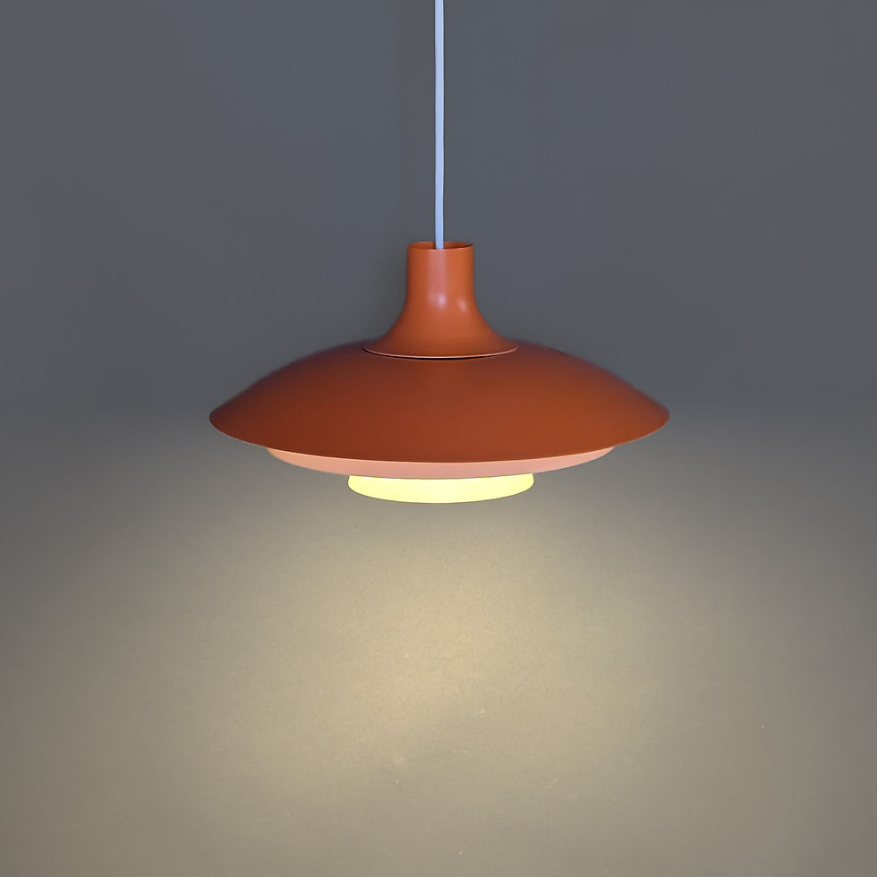 Thumbnail: Vintage retro hanglamp in geel en oranje - Deens design