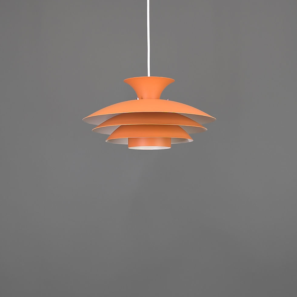Thumbnail: Top Lamper Agat vintage Deense hanglamp in oranje-bruin – Ø38 cm