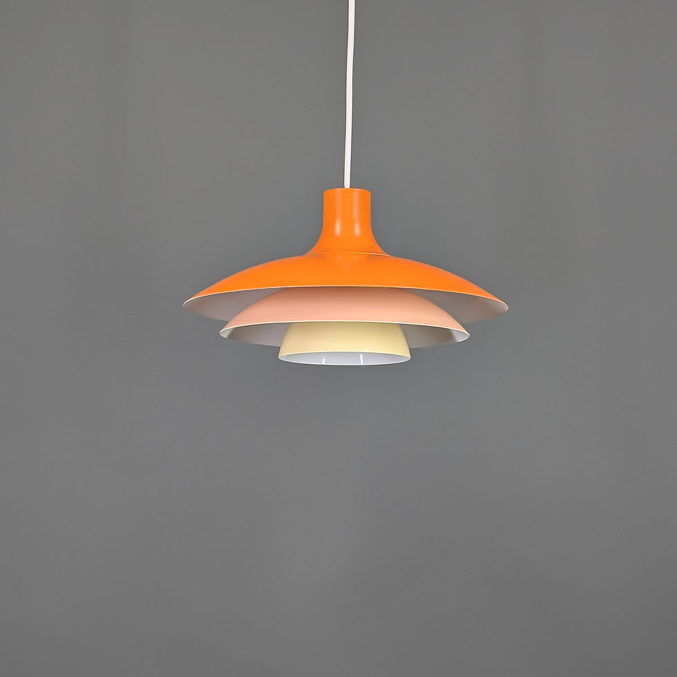 Thumbnail: Scandinavische retro hanglamp in oranje en geel