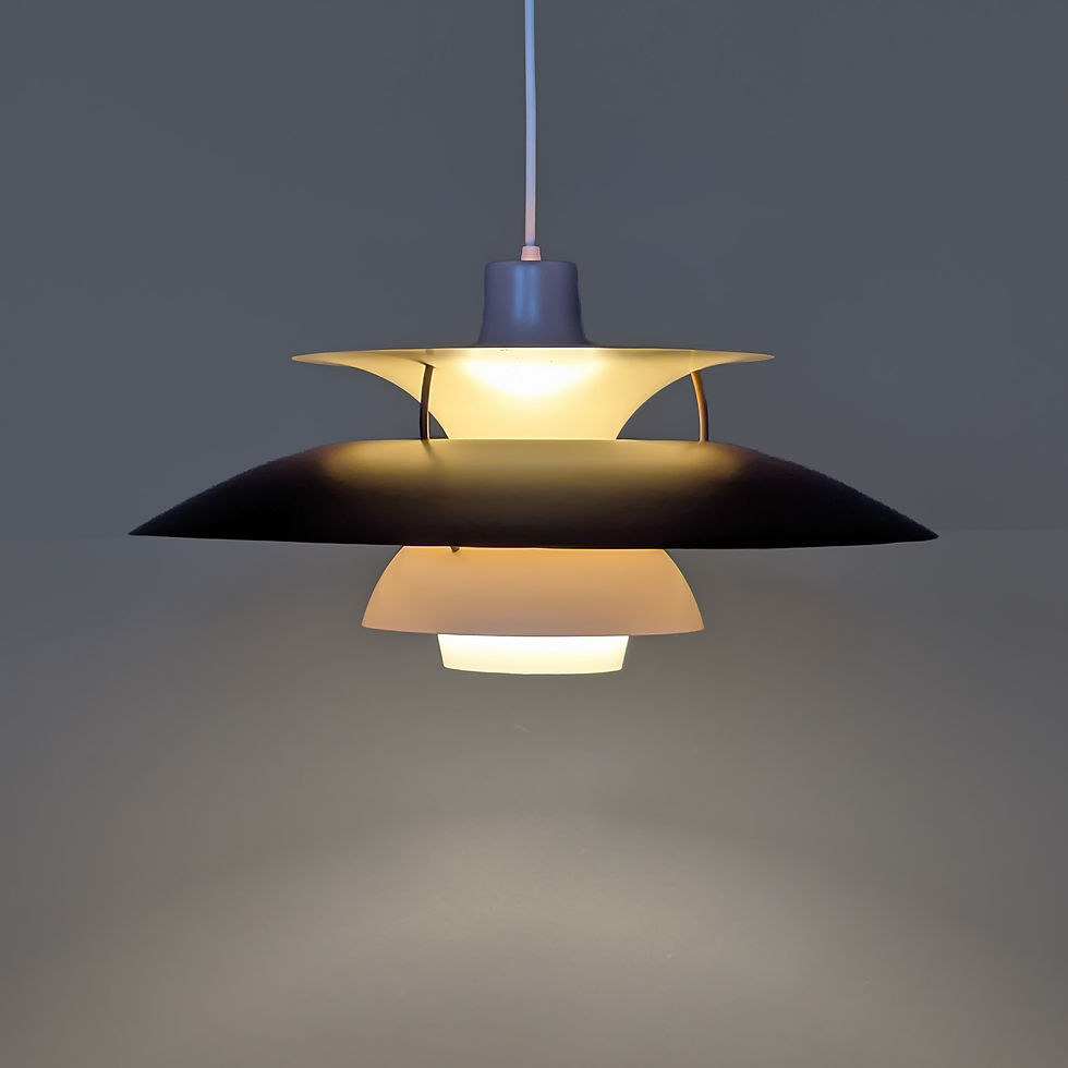 Thumbnail: Louis Poulsen PH 5 vintage hanglamp in bruin en beige – Ø50 cm