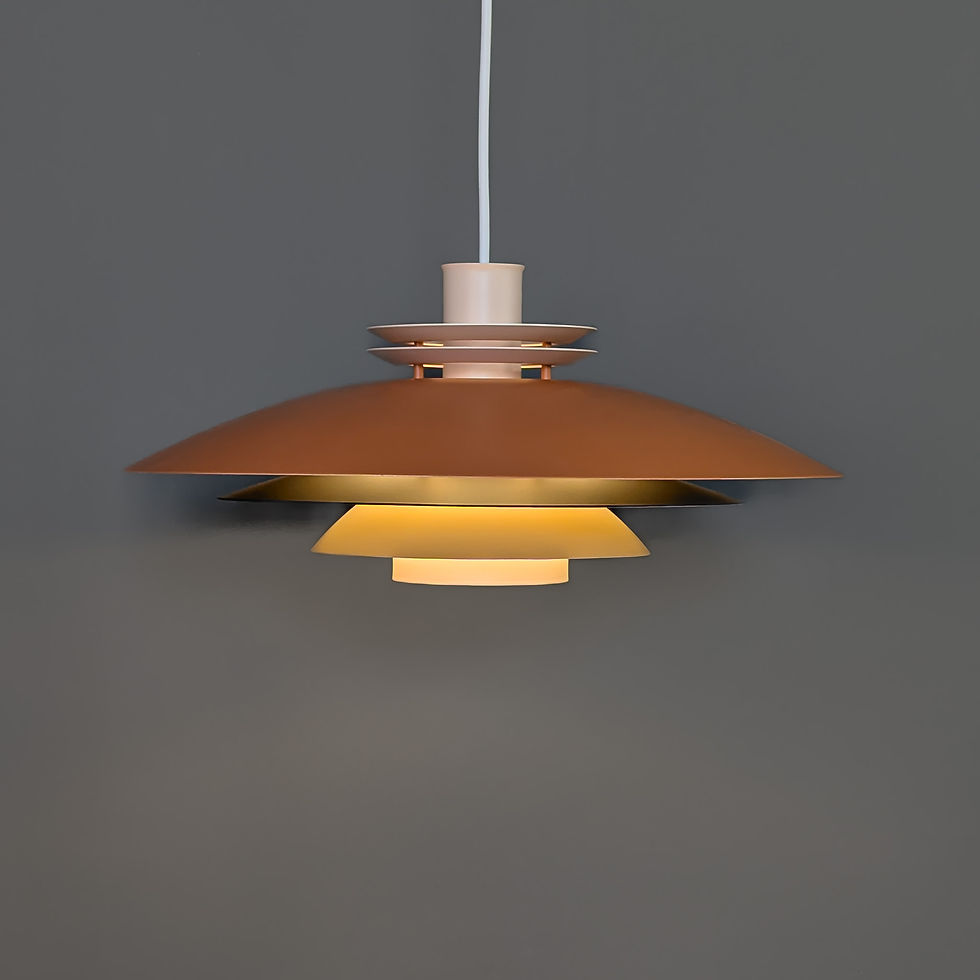 HORN type 761 lamp - vintage Scandinavische lamp in oranje, bruine en zacht roze