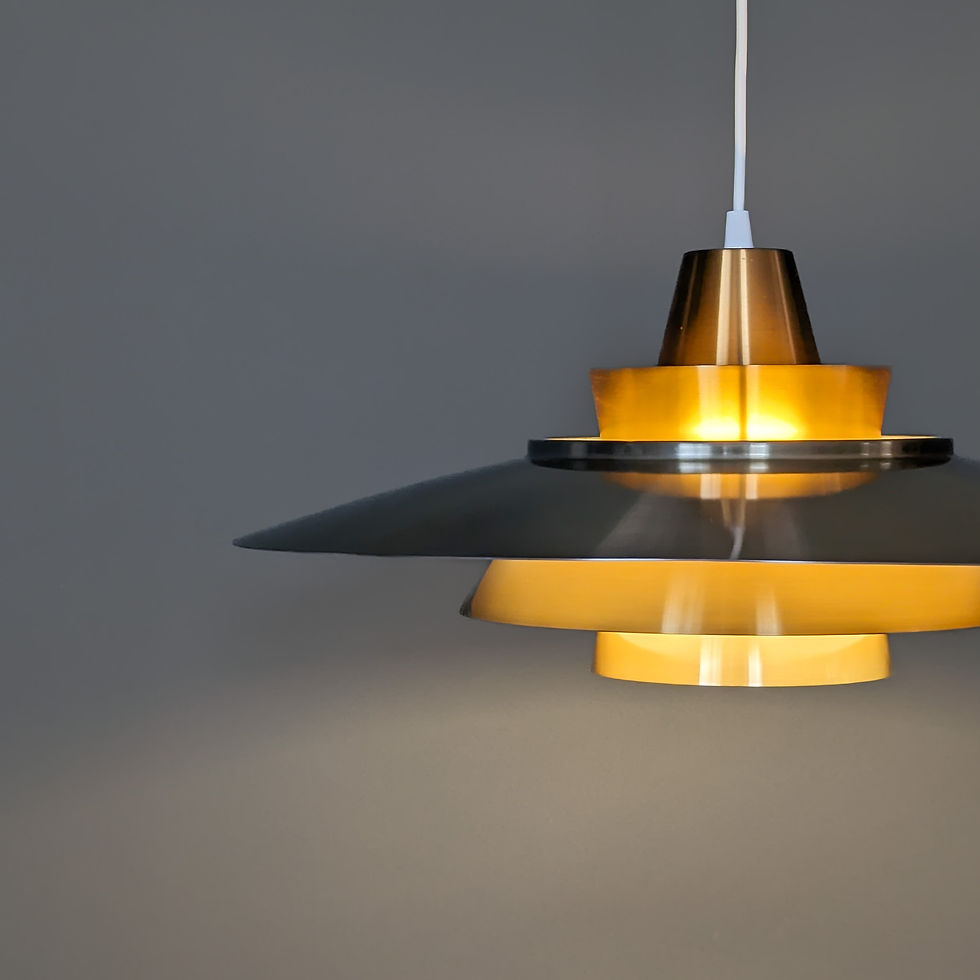 Thumbnail: Vintage Gouden Hanglamp - Superlight Denmark  – Retro Mid Century Look