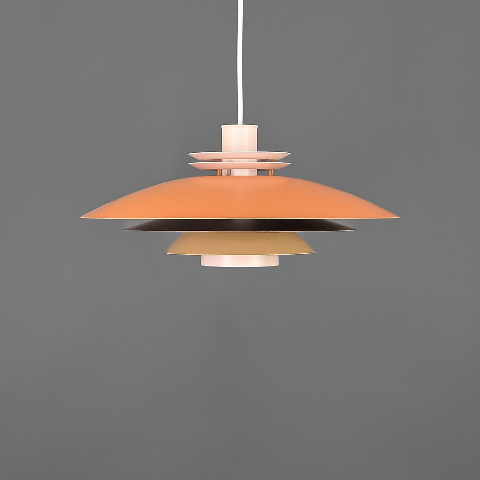 Thumbnail: HORN type 761 lamp - vintage Scandinavische lamp in oranje, bruine en zacht roze