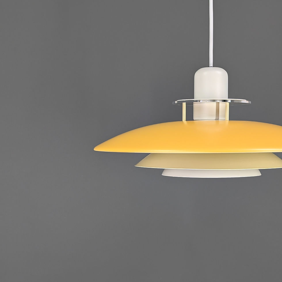 Thumbnail: Vintage retro hanglamp in geel - Belid lamp