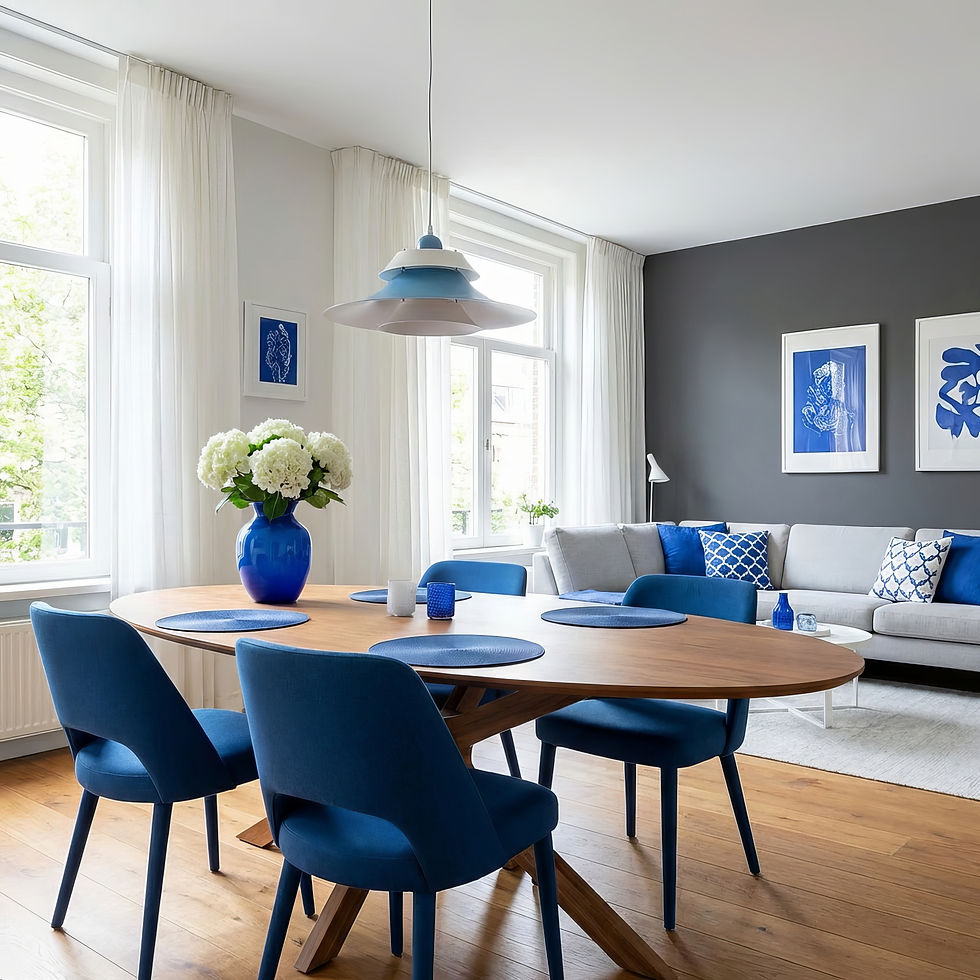 Thumbnail: Scandinavische design lamp in blauw en zacht lichtroze