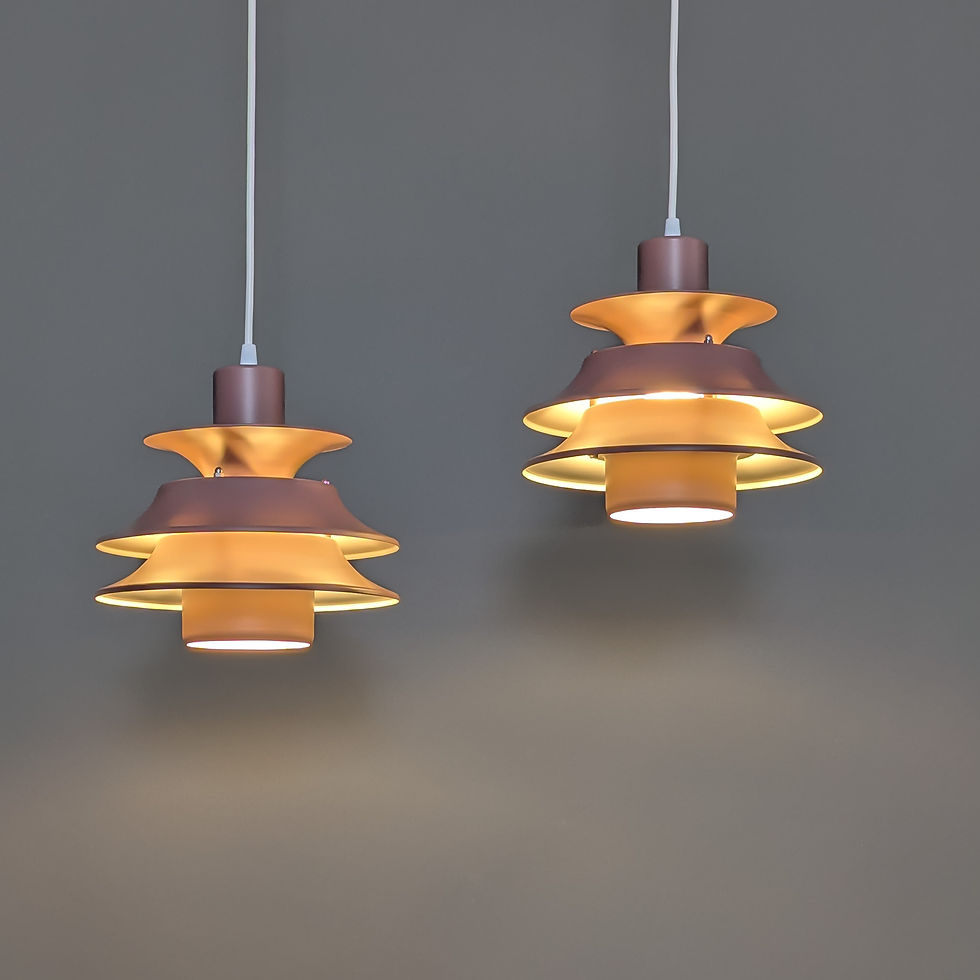 Thumbnail: Set oudroze Scandinavische vintage hanglampen