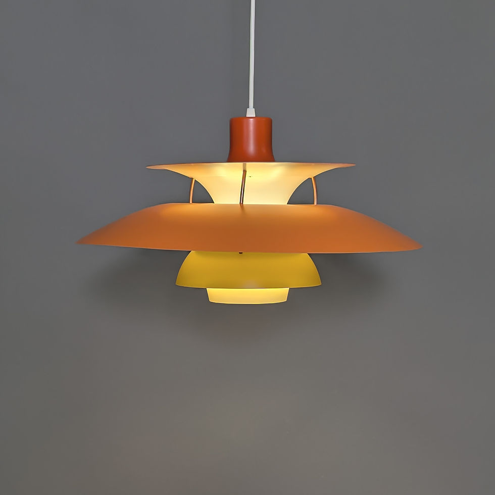 Thumbnail: Vintage Louis Poulsen PH 5 lamp in oranje en geel