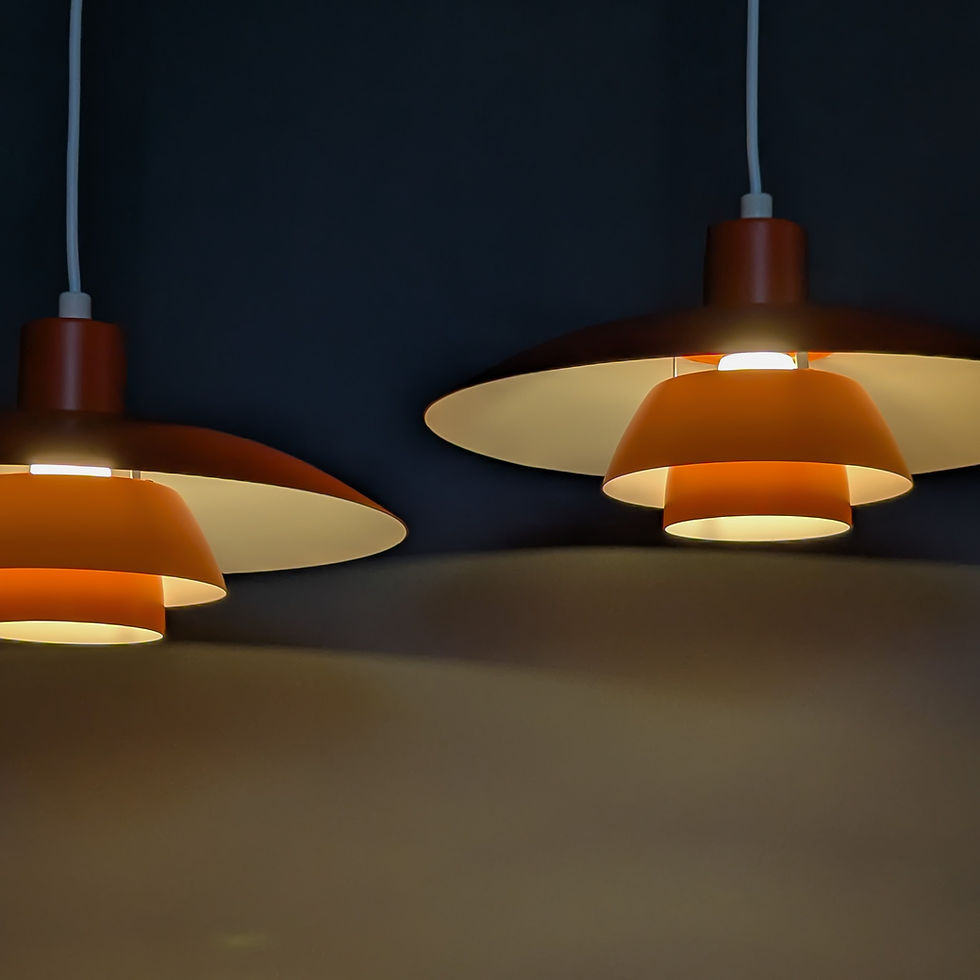 Thumbnail: Set van twee Louis Poulsen Ph 4/3 lampen - Oranje kleuren