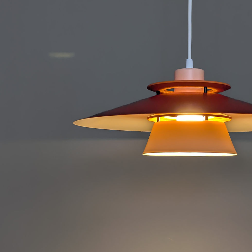 Thumbnail: Design Light Safir vintage Scandinavische hanglamp in oranje