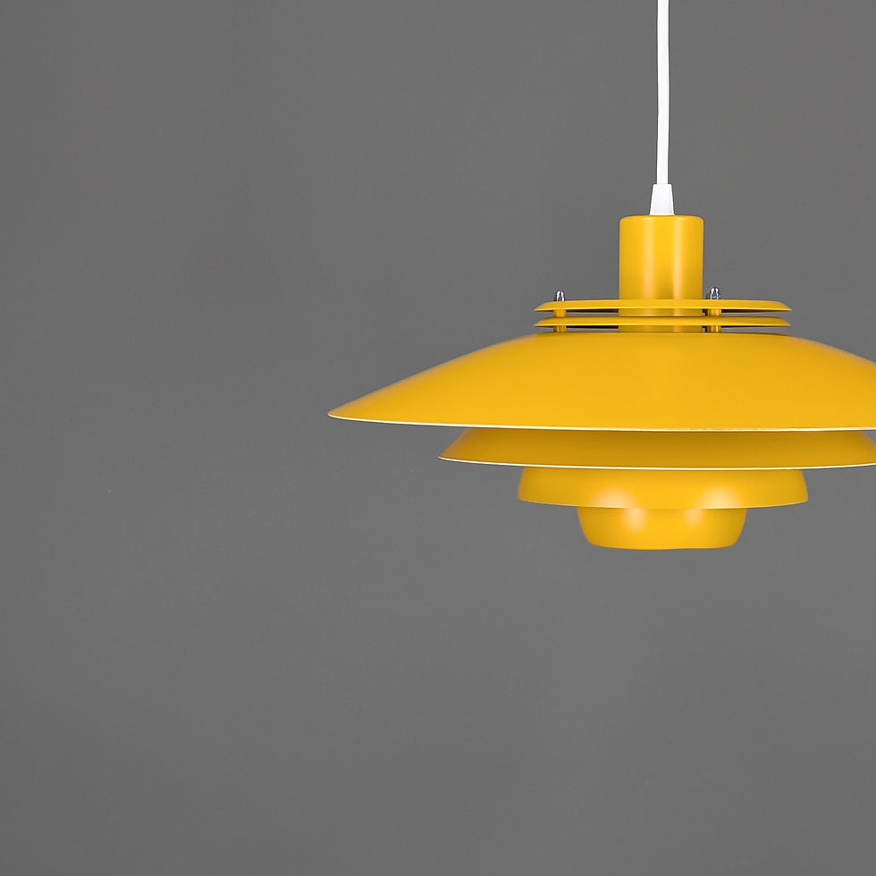 Thumbnail: Vintage retro hanglamp in mosterd geel