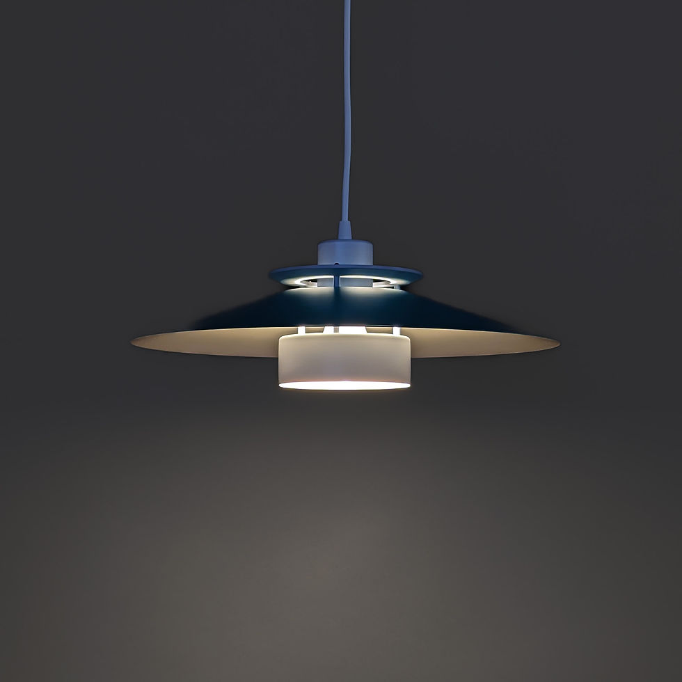 Thumbnail: Blauwe Scandinavische designlamp – Dana Light model Jill met elegant, modern ontwerp en een tijdloze uitstraling